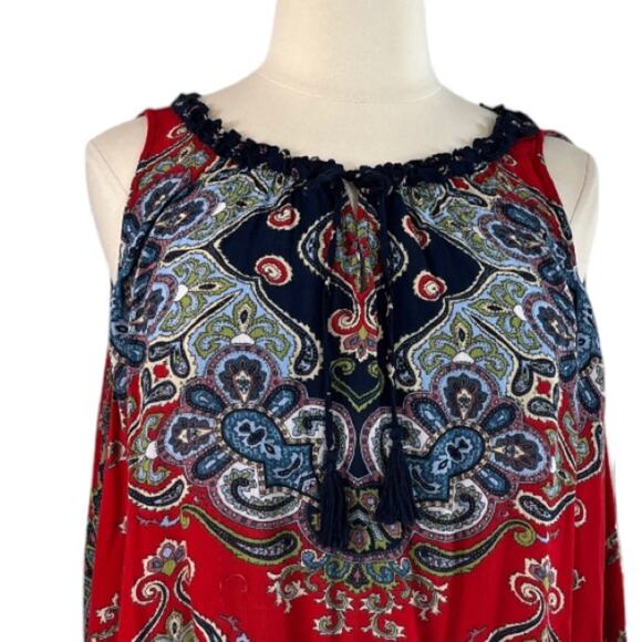 Bila Swing Top Bohemian Asymmetrical Red Hem Tie Neck Women’s Size XXL Plus - Picture 5 of 11